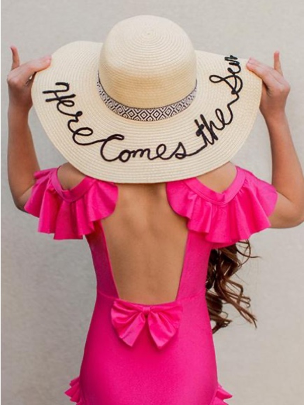Joyfolie Girls Hot Fuchsia Pink Ruffle & Bow One-Piece Swimsuit Size 12 NEW $68